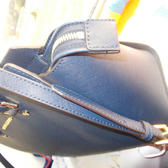 Michael Kors Navy Blue Saffiano Leather Handbag - Picture 6 of 14